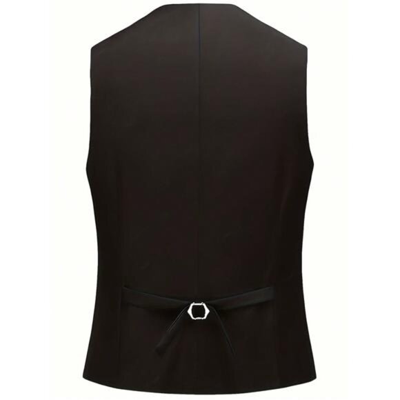 Men's 3-Piece Suit,    Suit Jacket + Vest + Trousers, Business Casual. BLACK - Picture 4 of 10